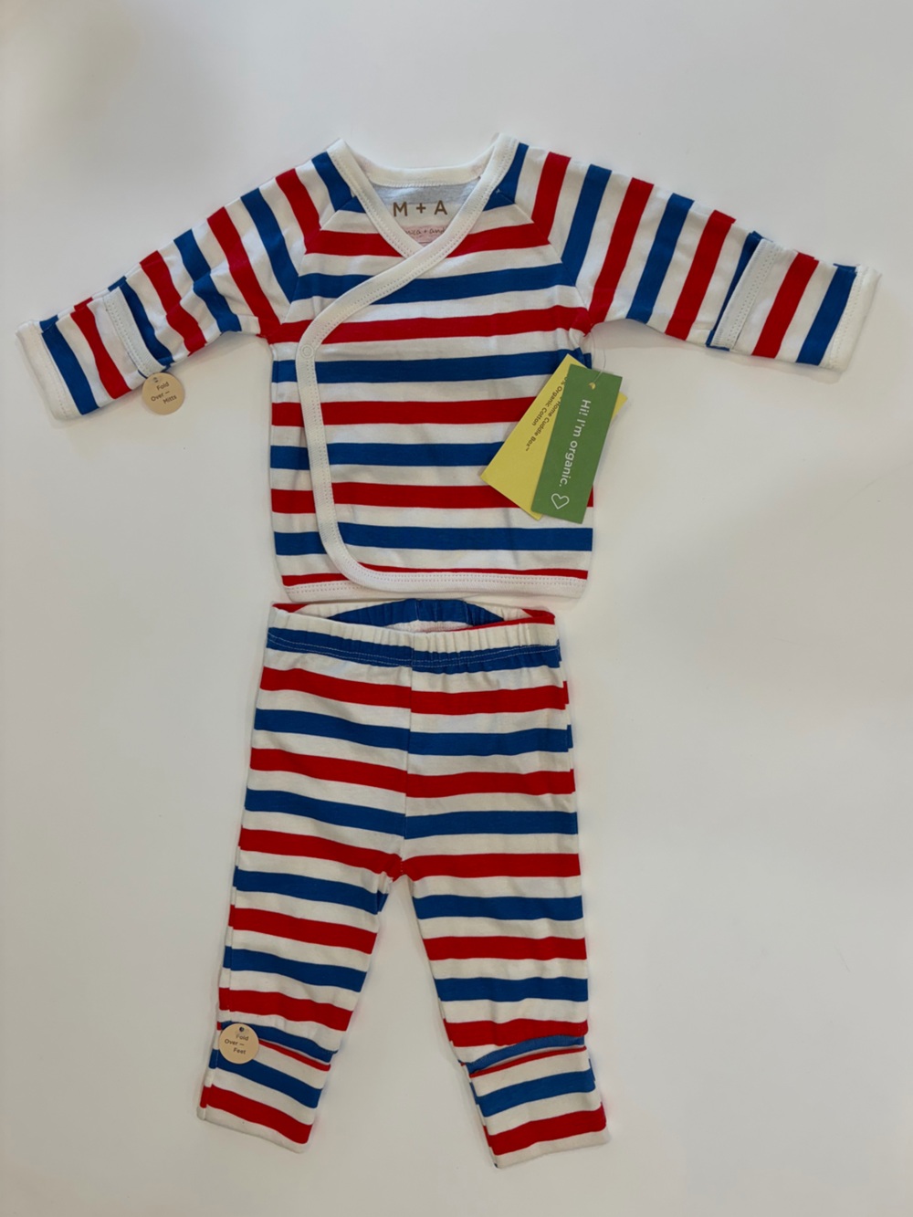 NWT Monica + Andy Red & Blue Striped Set, 0-3mo
